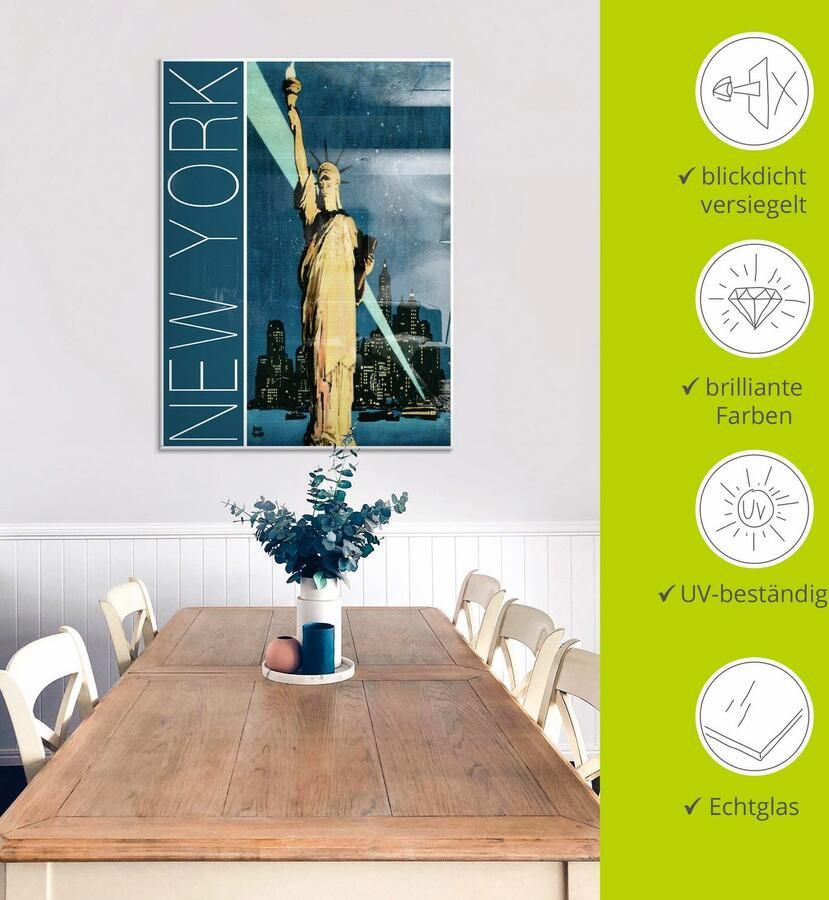 Artland Print op glas New York vintage reisaffiche - Foto 4