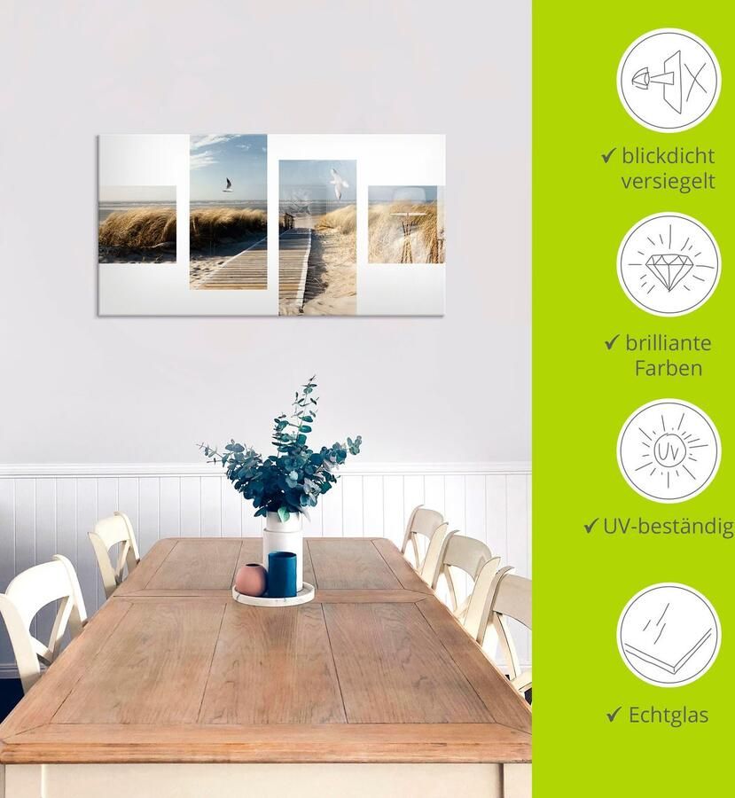 Artland Print op glas Noordzeestrand op Langeoog met meeuwen - Foto 2
