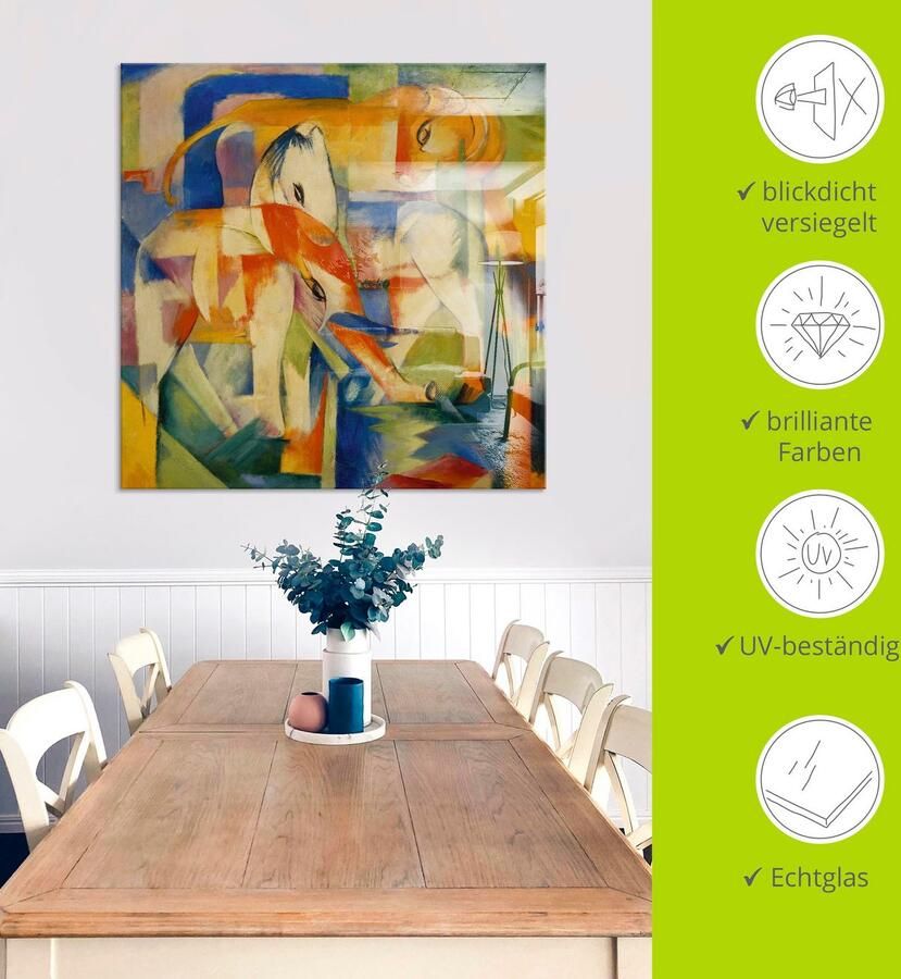 Artland Print op glas Olifant paard rund. 1914. - Foto 4