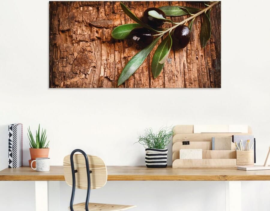 Artland Print op glas Olijven voor een houten achtergrond - Foto 5