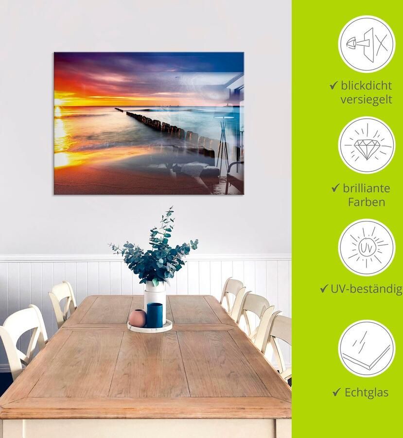 Artland Print op glas Oostzee met mooie zonsopkomst - Foto 4