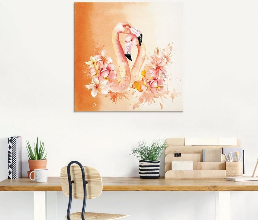 Artland Print op glas Oranje flamingo In Love- illustratie - Foto 5