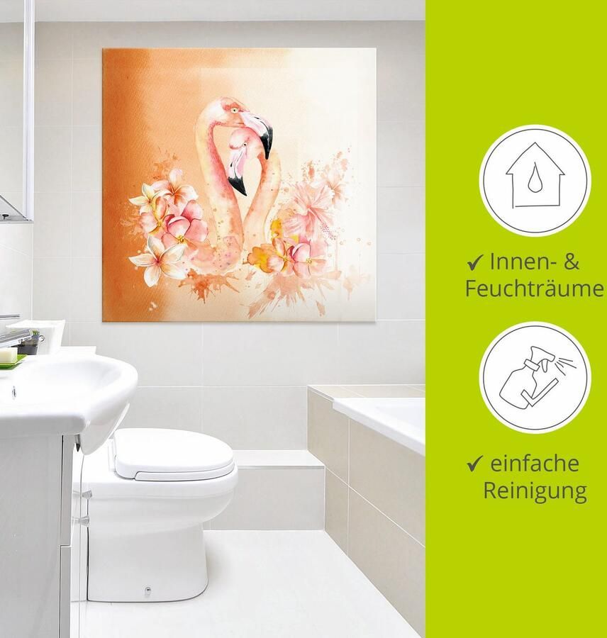 Artland Print op glas Oranje flamingo In Love- illustratie - Foto 3