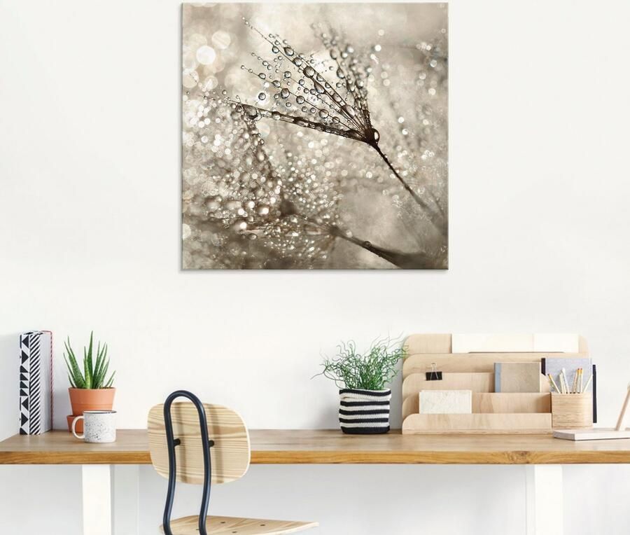 Artland Print op glas Paardebloem dauwdruppels I