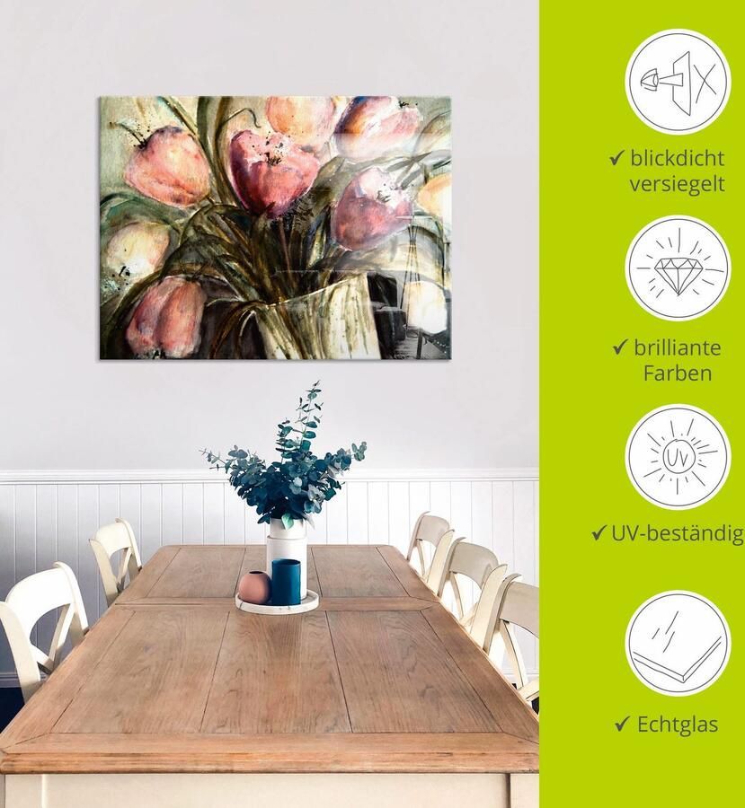 Artland Print op glas Paars Tulpen in vaas in verschillende maten - Foto 4