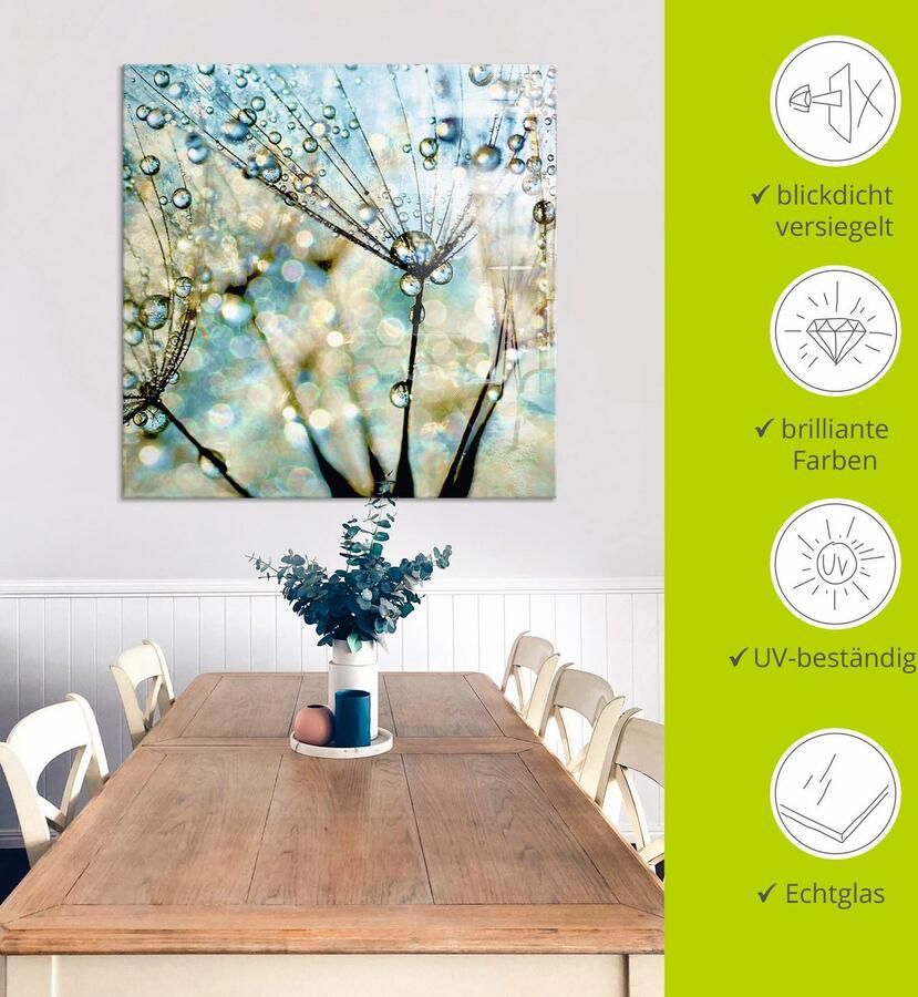 Artland Print op glas Pluizenbol blauwe diamanten - Foto 5