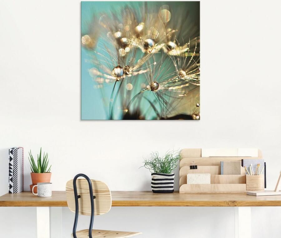 Artland Print op glas Pluizenbol glanzend goudkleur