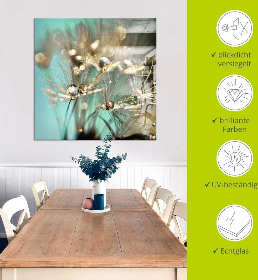 Artland Print op glas Pluizenbol glanzend goudkleur - Foto 5