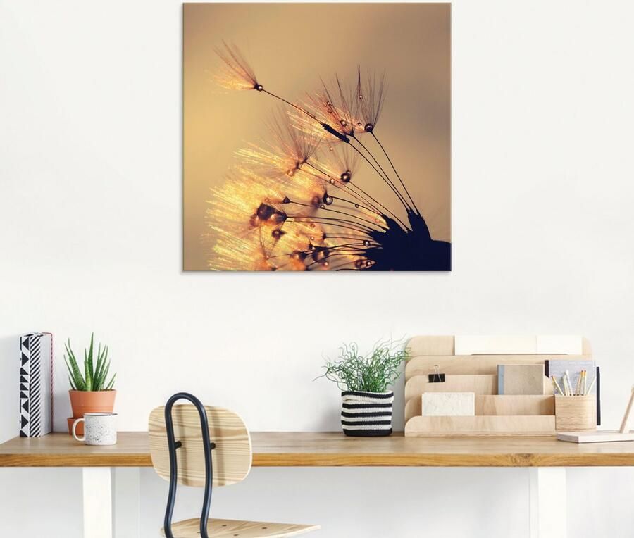 Artland Print op glas Pluizenbol goudkleurige pluimen - Foto 5