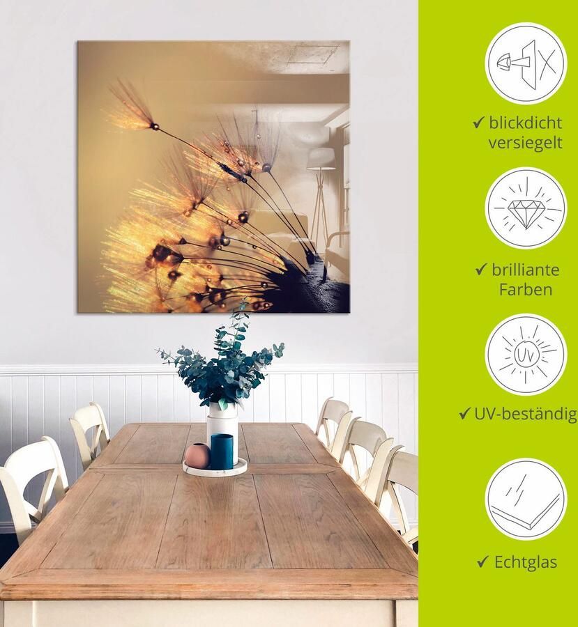 Artland Print op glas Pluizenbol goudkleurige pluimen - Foto 4