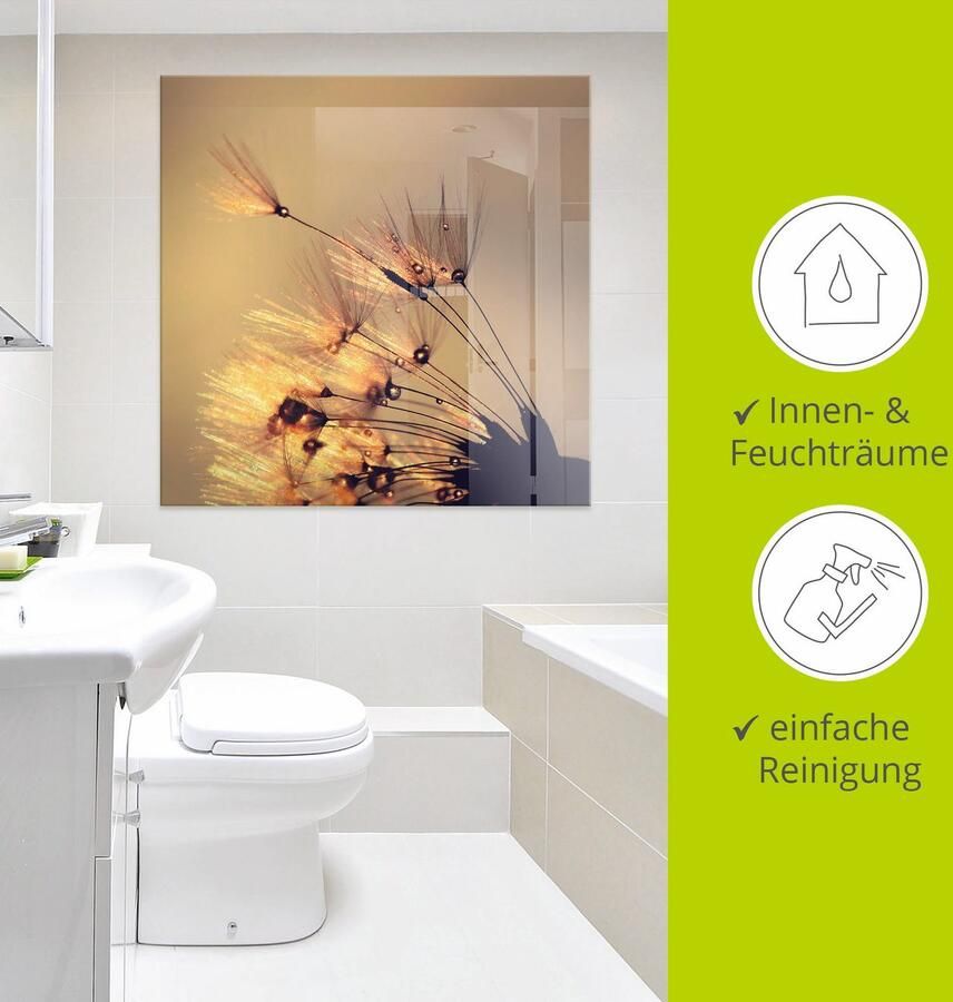 Artland Print op glas Pluizenbol goudkleurige pluimen - Foto 3