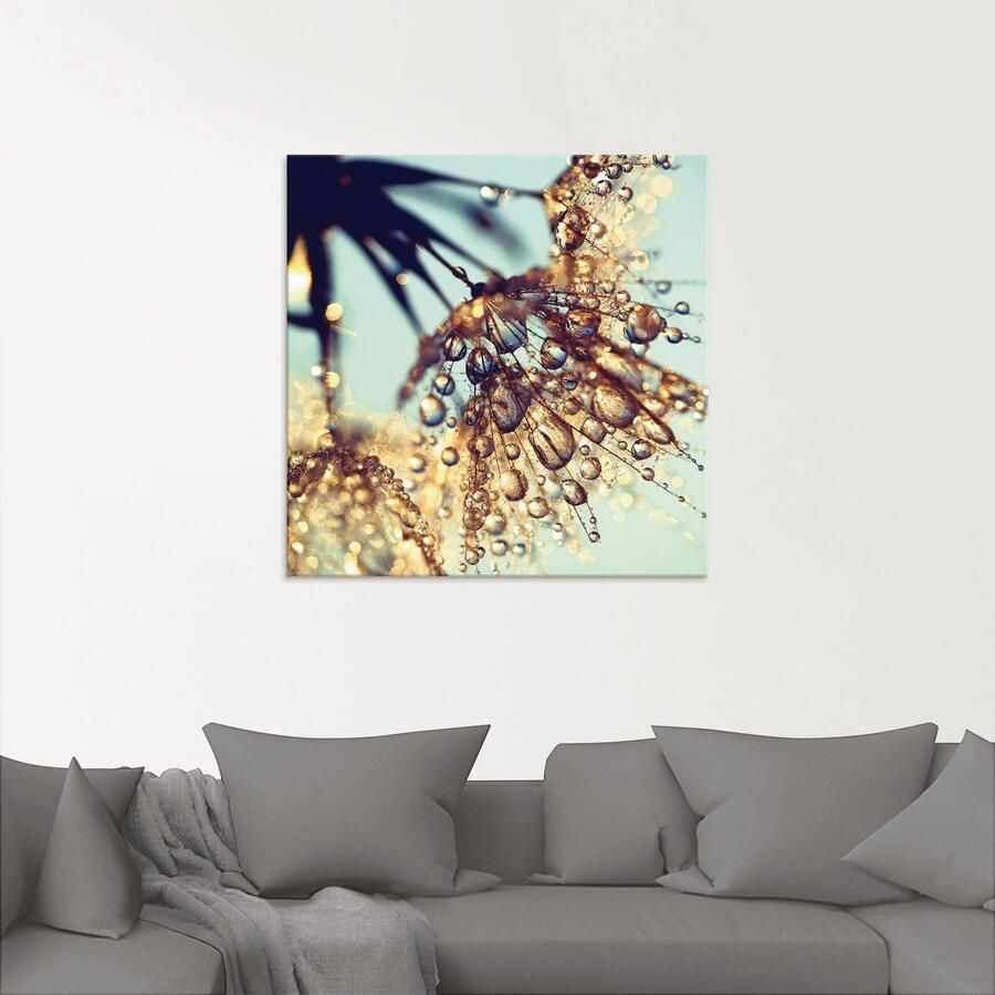 Artland Print op glas Pluizenbol goudkleurige regen