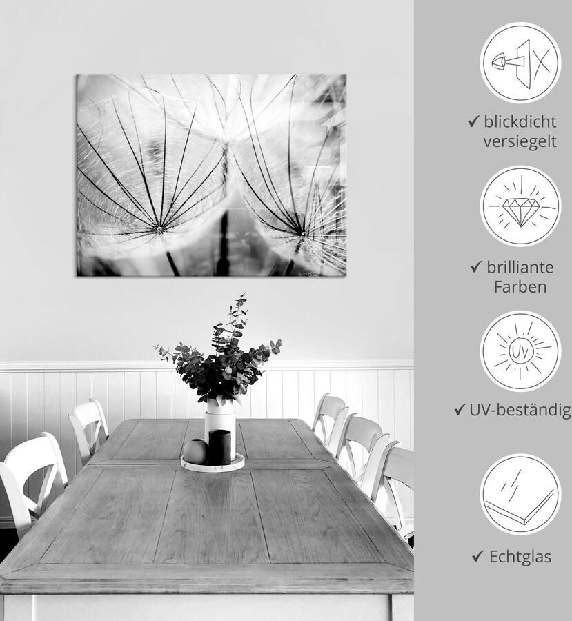 Artland Print op glas Pluizenbol in zwart-wit - Foto 5