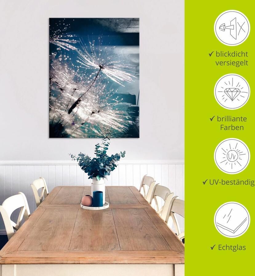 Artland Print op glas Pluizenbol kristallen pluimen - Foto 4