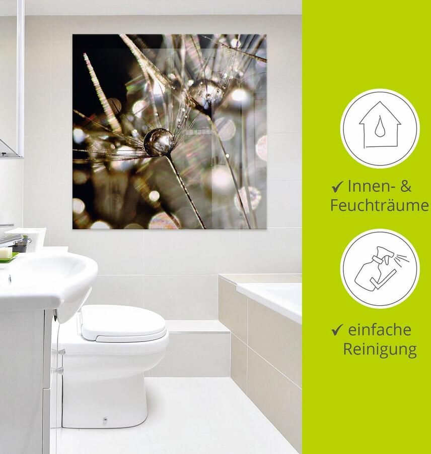 Artland Print op glas Pluizenbol met waterdruppels - Foto 4