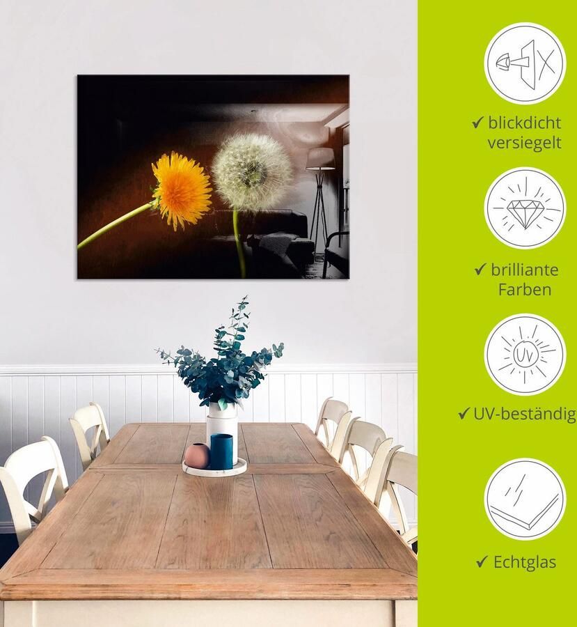 Artland Print op glas Pluizenbol paardenbloem - Foto 4