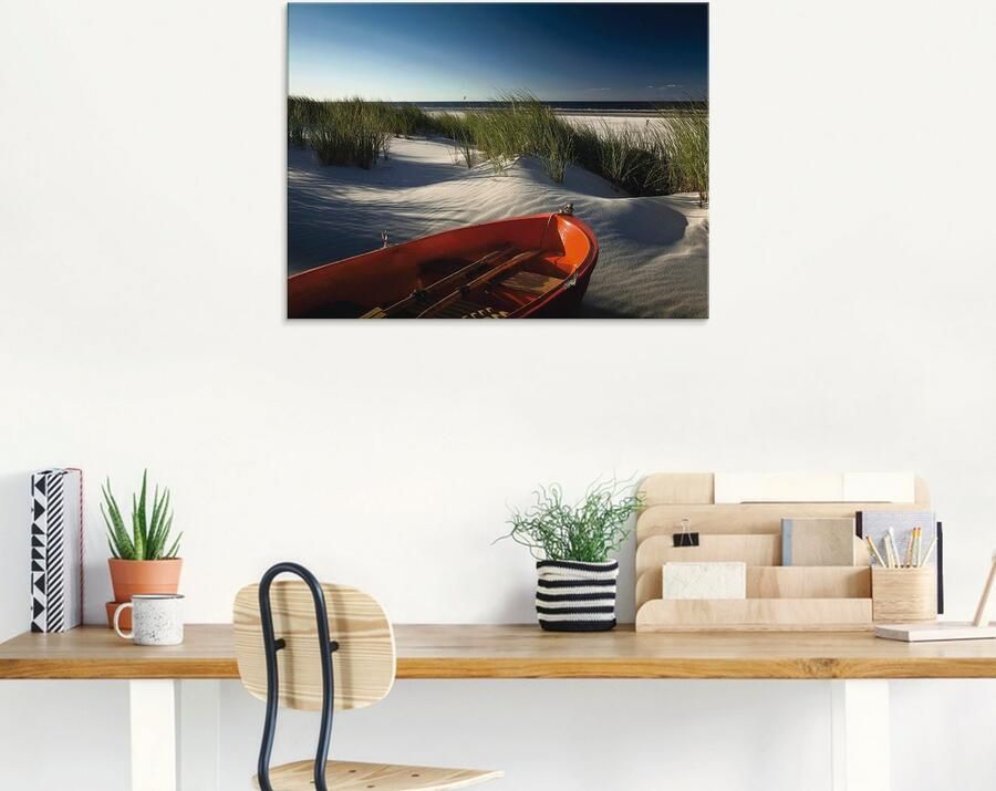Artland Print op glas Rode boot op het strand... - Foto 6