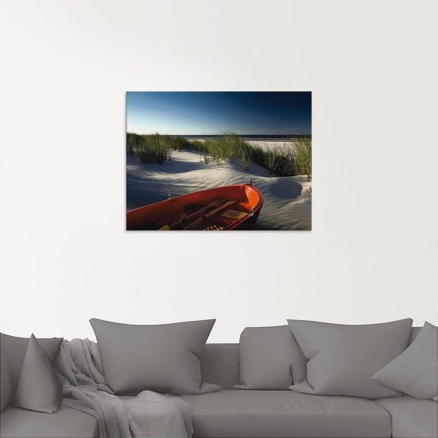 Artland Print op glas Rode boot op het strand... - Foto 2