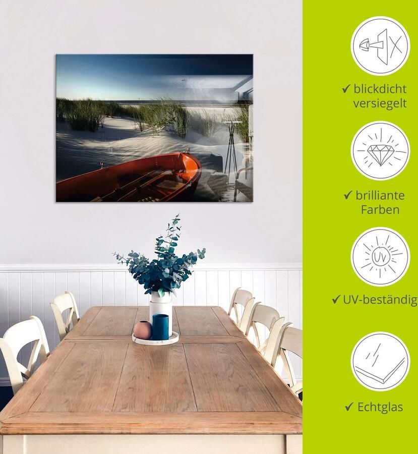 Artland Print op glas Rode boot op het strand... - Foto 5