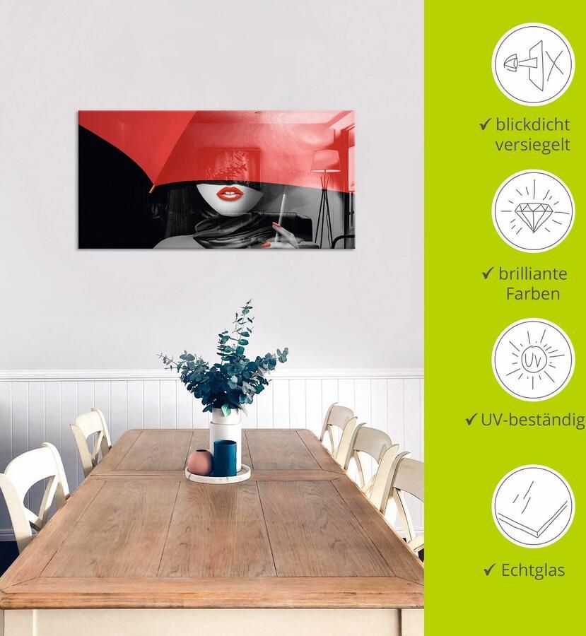 Artland Print op glas Rode lippen onder de paraplu - Foto 4