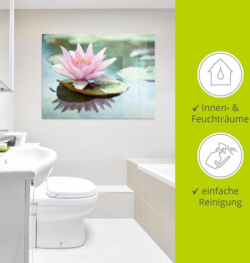 Artland Print op glas Roze waterlelie in verschillende maten - Foto 3