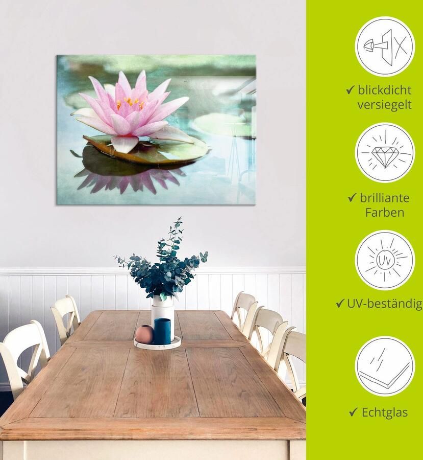 Artland Print op glas Roze waterlelie in verschillende maten - Foto 4