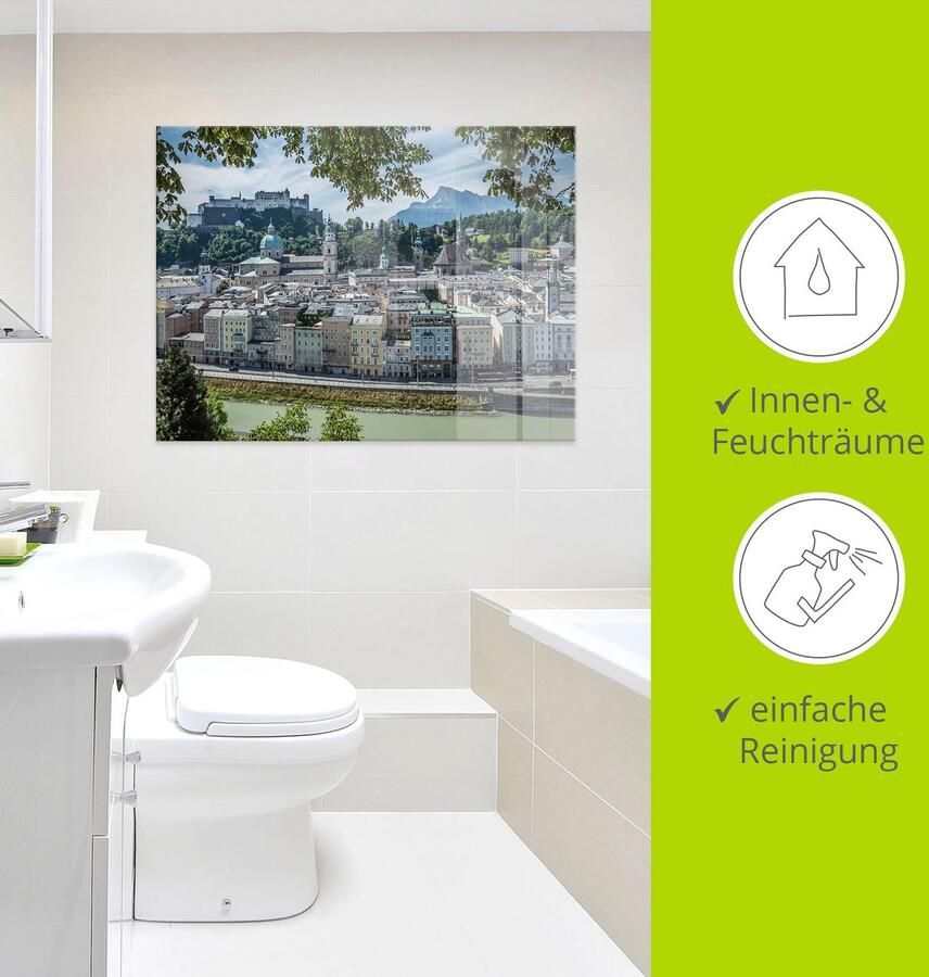 Artland Print op glas Salzburg blik op de oude binnenstad - Foto 3