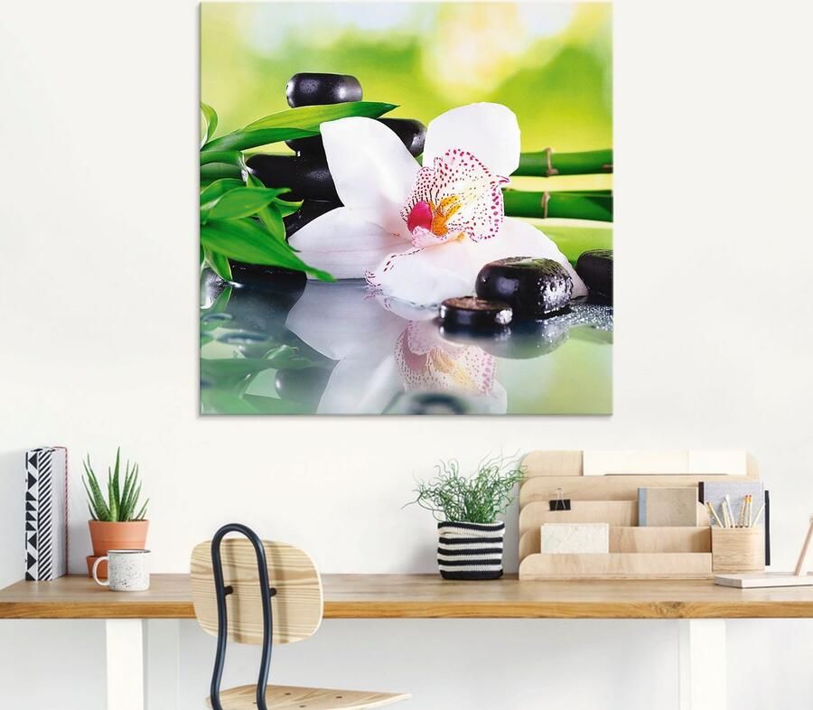 Artland Print op glas Spa stenen bamboe takjes orchidee - Foto 5