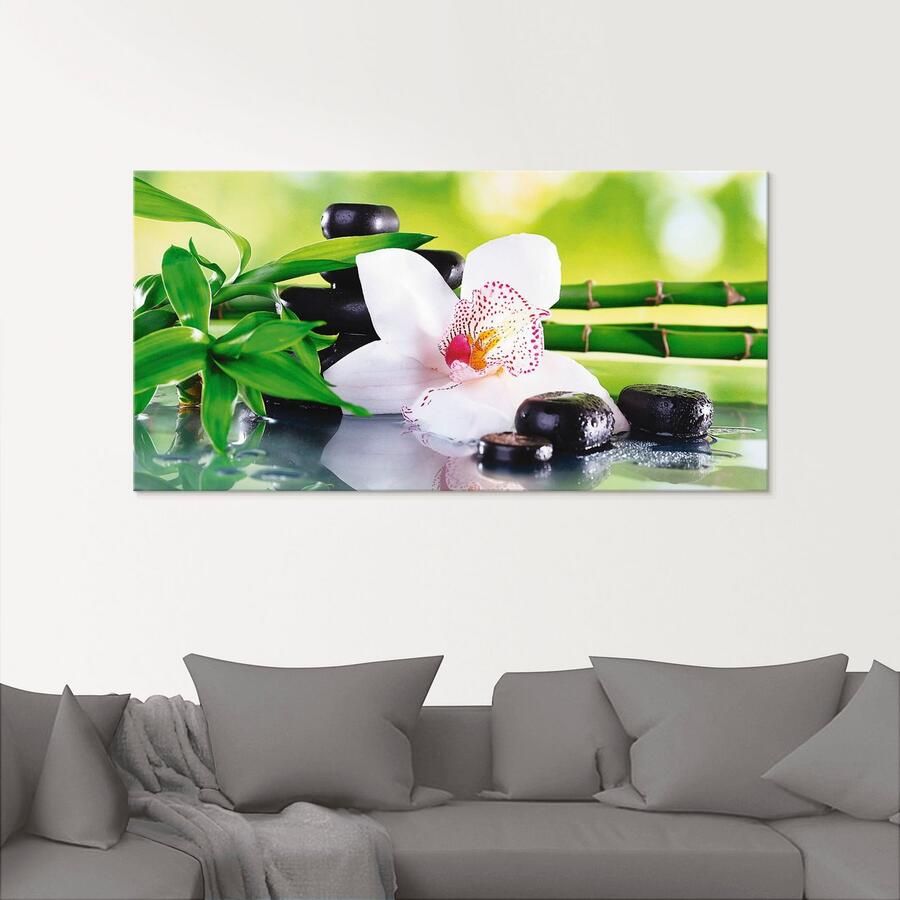 Artland Print op glas Spa stenen bamboe takjes orchidee - Foto 2