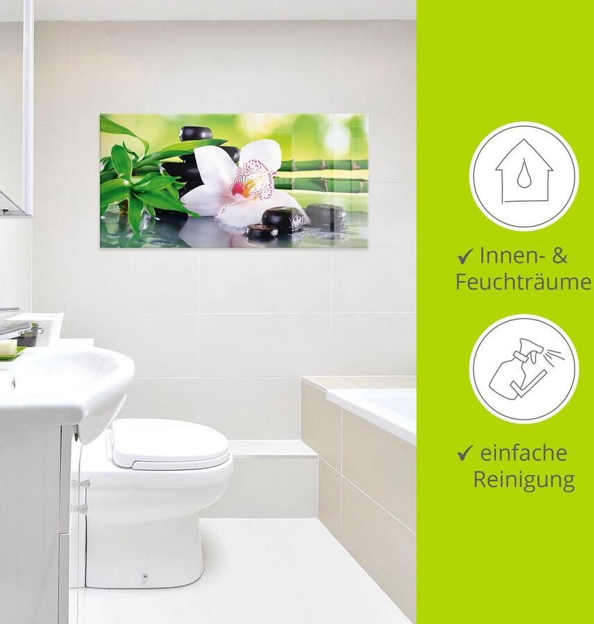 Artland Print op glas Spa stenen bamboe takjes orchidee - Foto 2