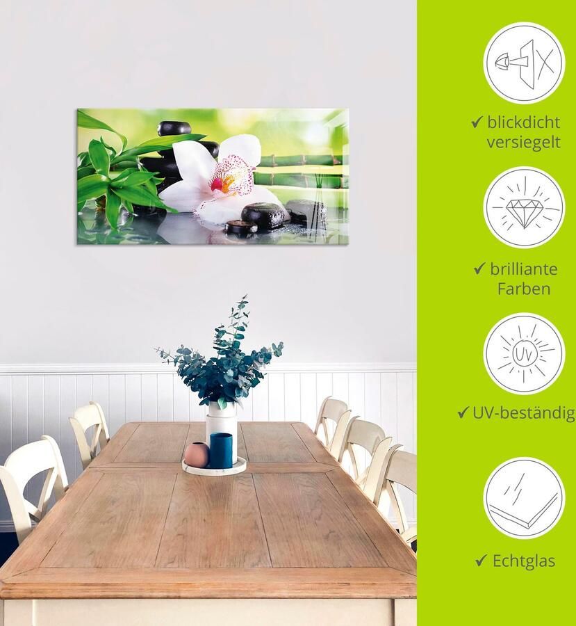 Artland Print op glas Spa stenen bamboe takjes orchidee - Foto 3