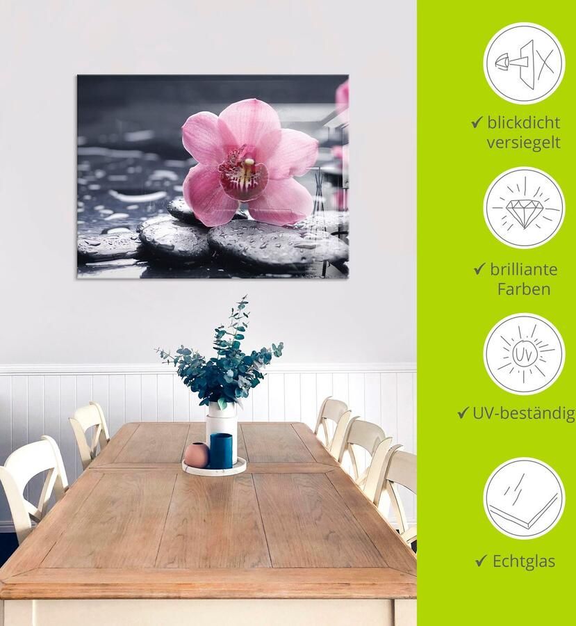 Artland Print op glas Stilleven met kiezel en een orchidee - Foto 3