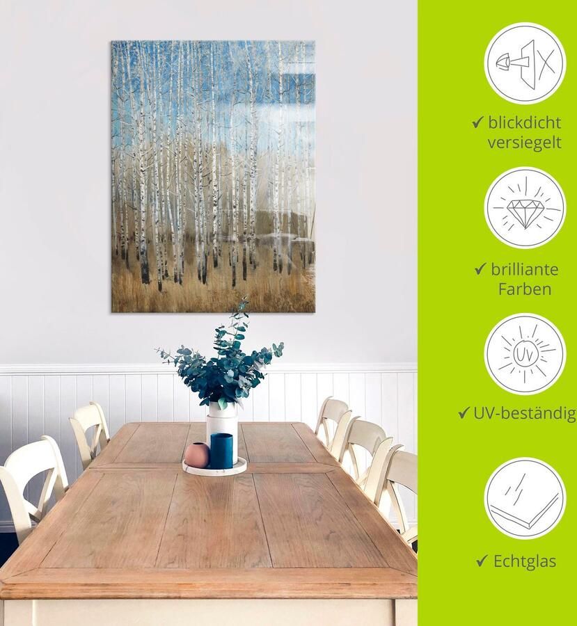 Artland Print op glas Stoffige blauwe berken II - Foto 4