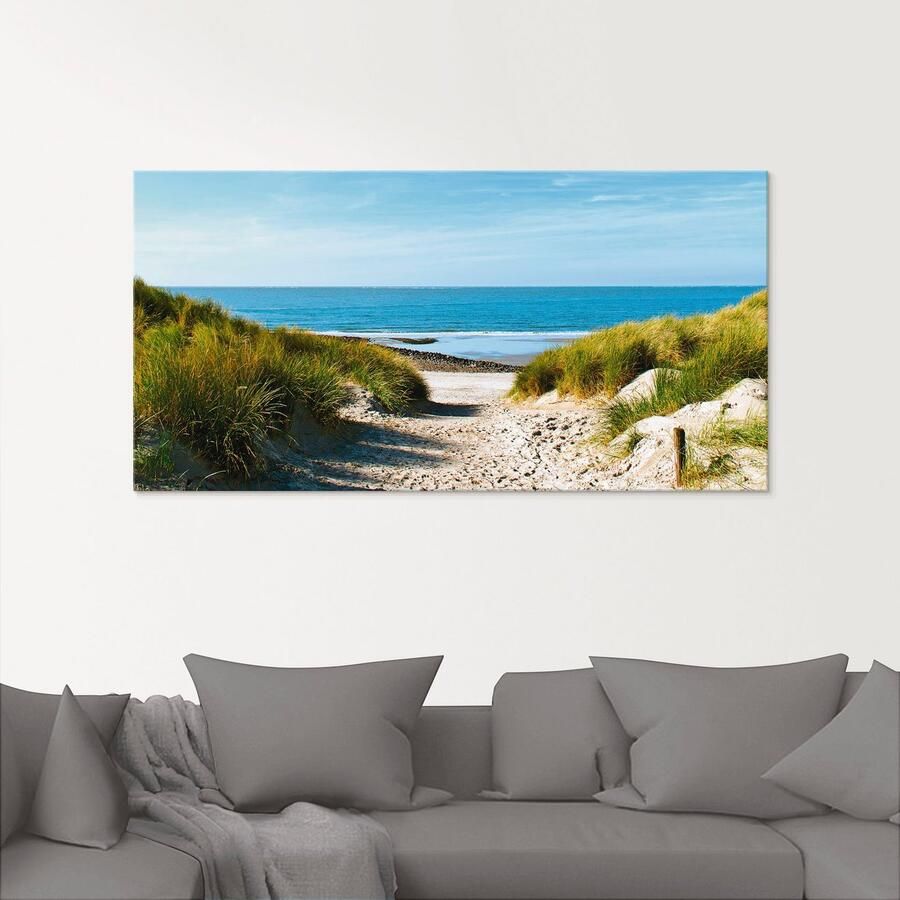 Artland Print op glas Strand met duinen en weg naar het water - Foto 2