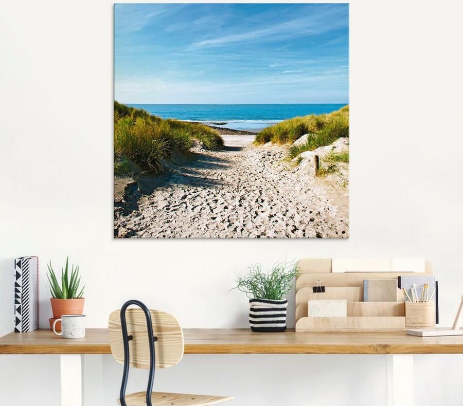 Artland Print op glas Strand met duinen en weg naar het water - Foto 5