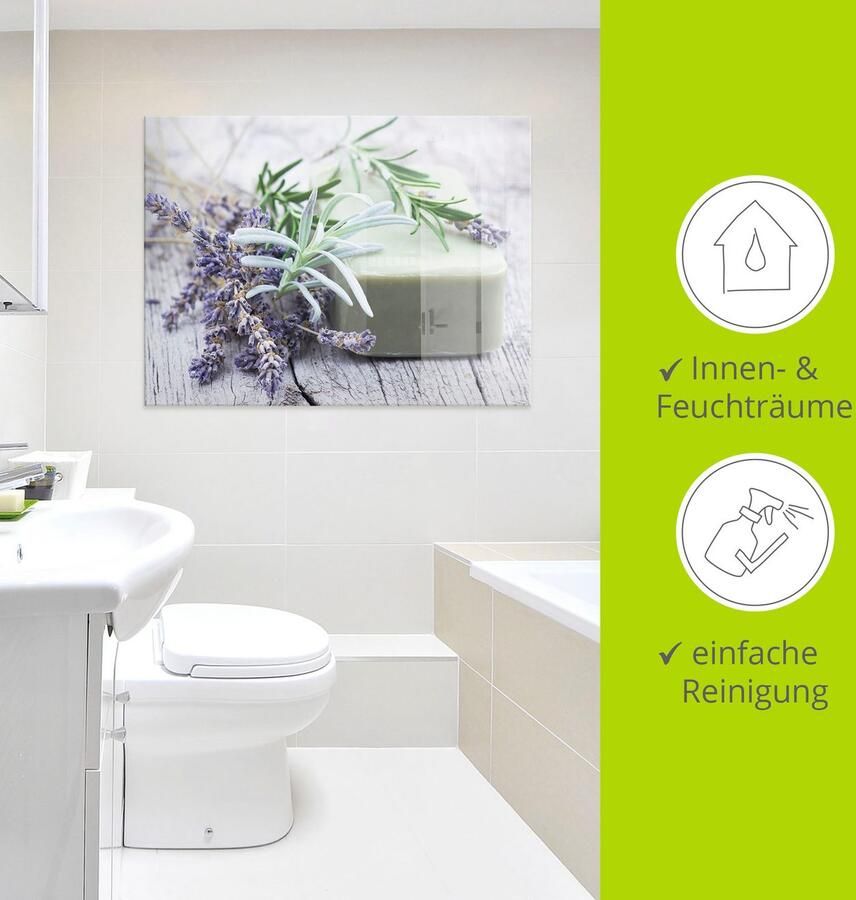 Artland Print op glas Stuk natuurlijke zeep met kruiden - Foto 2