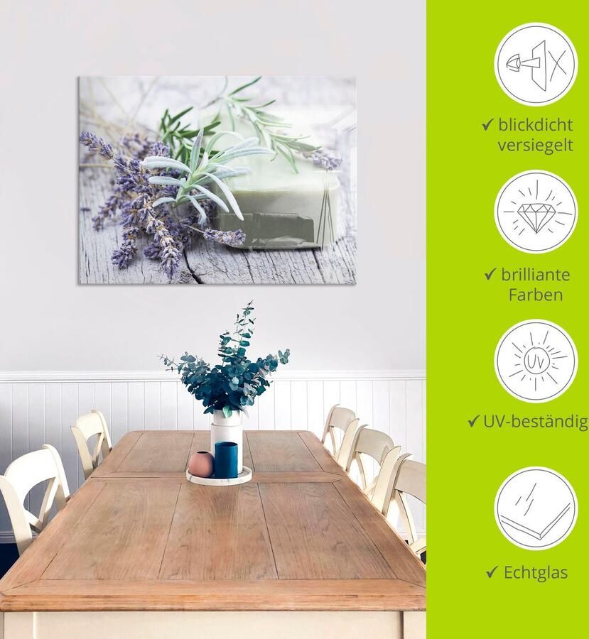 Artland Print op glas Stuk natuurlijke zeep met kruiden - Foto 3