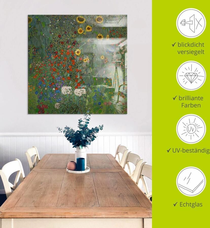 Artland Print op glas Tuin met zonnebloemen in verschillende maten - Foto 4