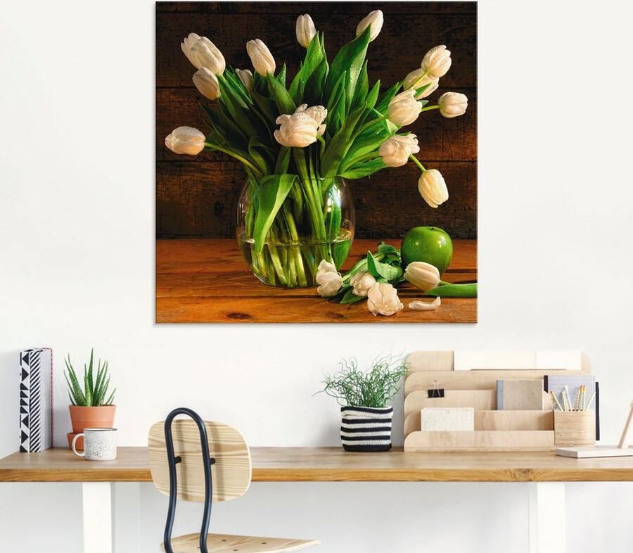 Artland Print op glas Tulpen in glazen vaas in verschillende maten - Foto 5