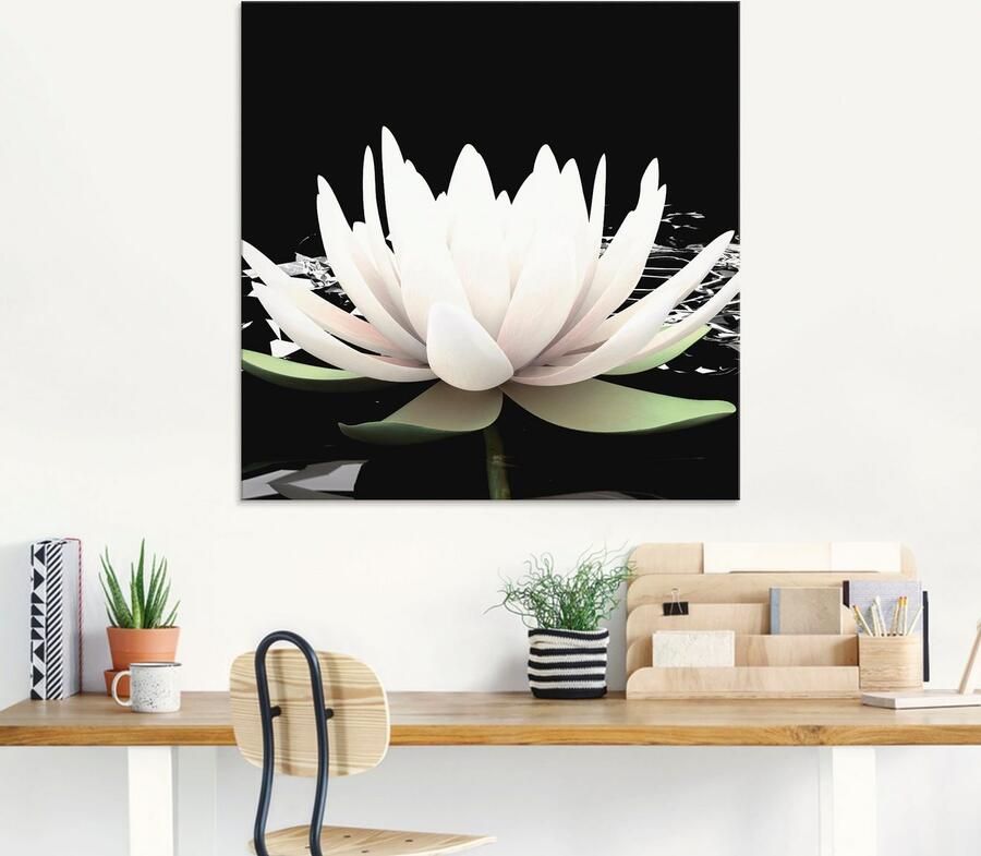 Artland Print op glas Twee lotusbloemen op het water - Foto 5