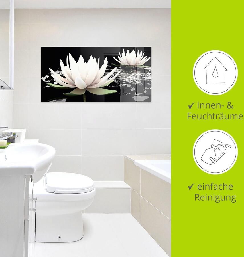 Artland Print op glas Twee lotusbloemen op het water - Foto 3