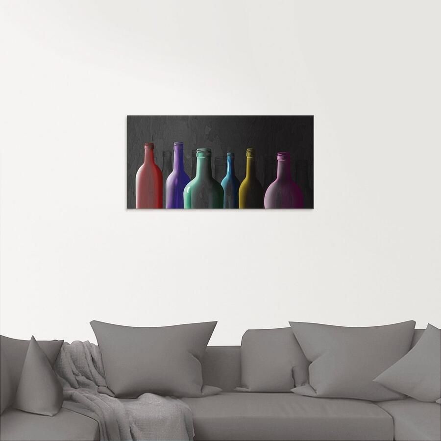 Artland Print op glas Veelkleurige glazen flessen