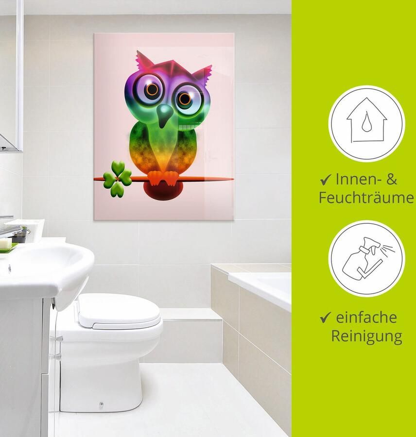 Artland Print op glas Veelkleurige uil in verschillende maten - Foto 3