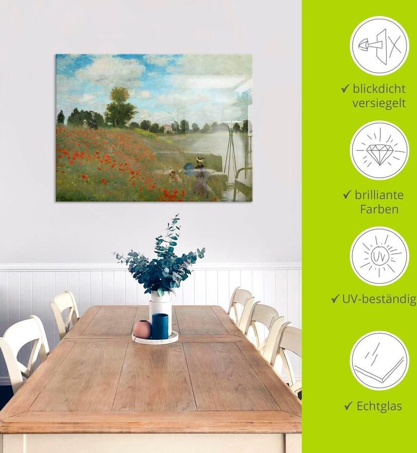 Artland Print op glas Veld klaprozen bij Argenteuil. 1873 - Foto 4