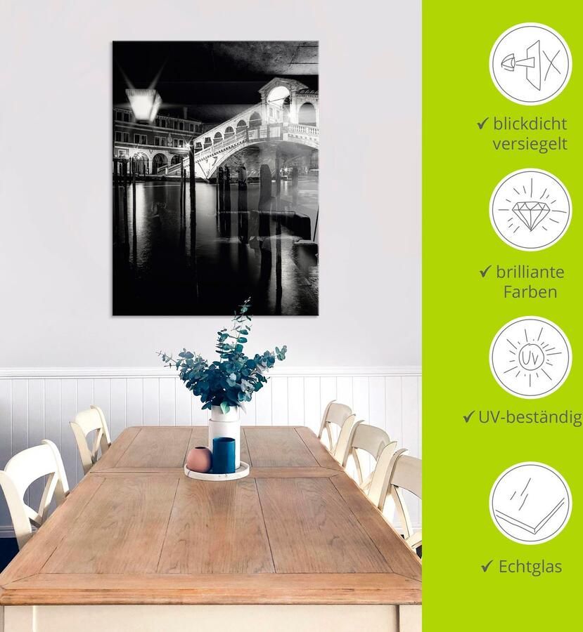 Artland Print op glas Venetië Canal Grande & Rialto brug I - Foto 4