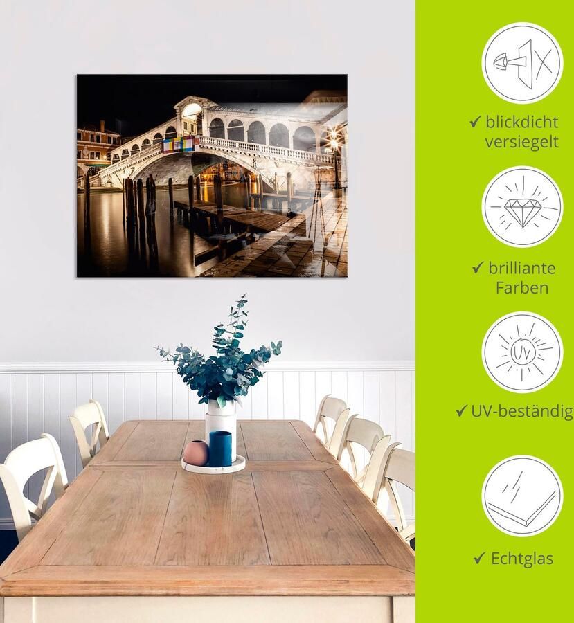 Artland Print op glas Venetië Canal Grande & Rialto brug II - Foto 4