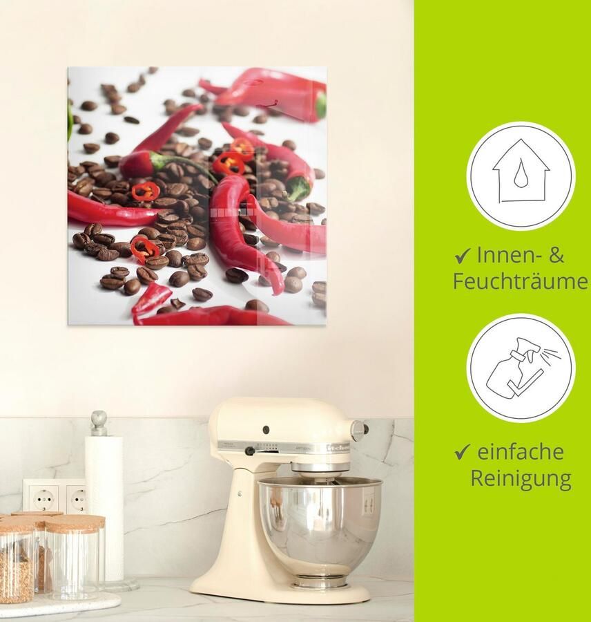 Artland Print op glas Verse chili op koffie in verschillende maten - Foto 4