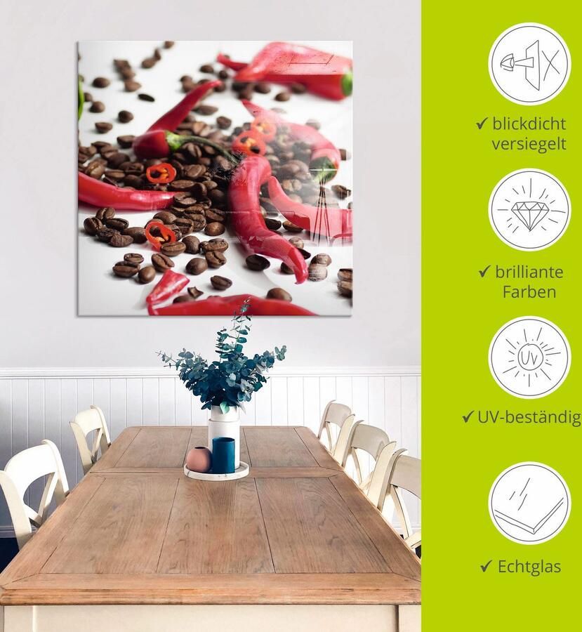Artland Print op glas Verse chili op koffie in verschillende maten - Foto 5