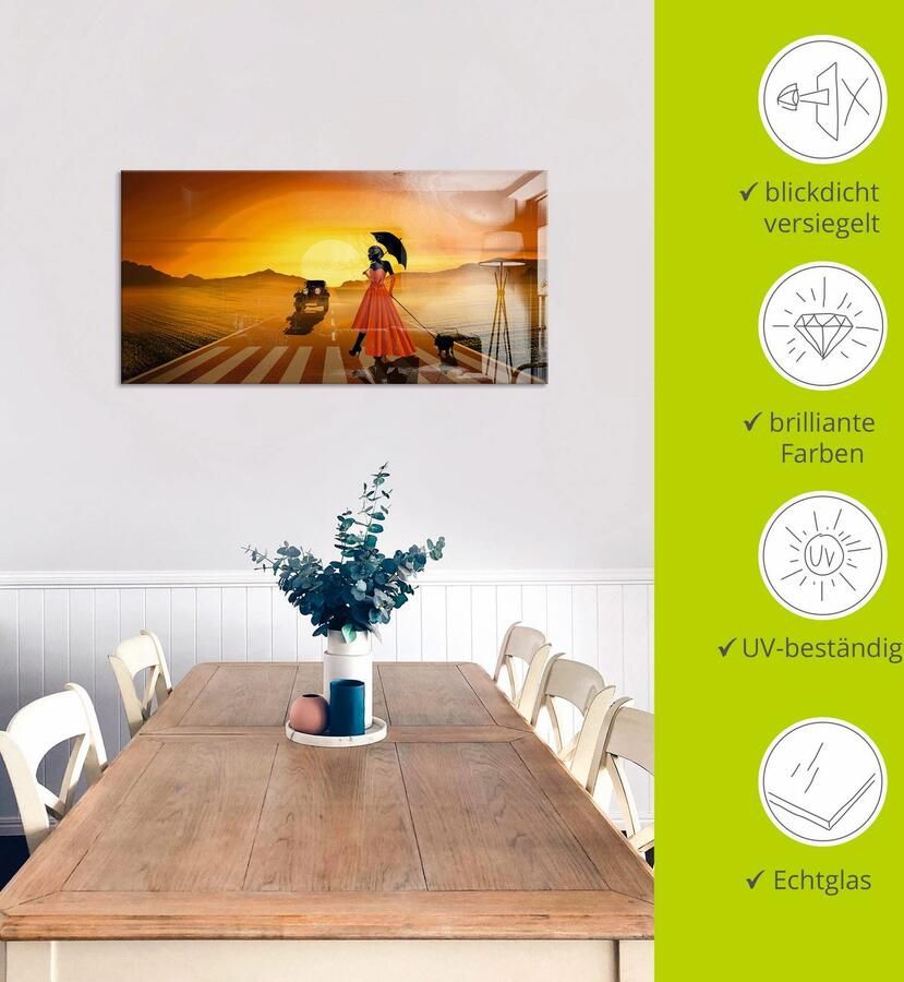 Artland Print op glas Vrouw in rood in verschillende maten - Foto 4