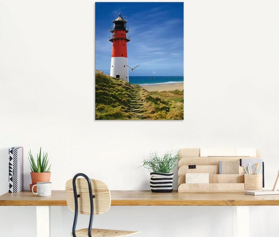 Artland Print op glas Vuurtoren aan de dijk in verschillende maten - Foto 6